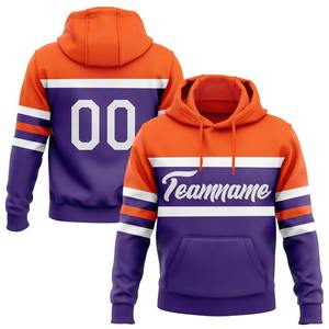 Custom Stitched Purple White-<b>Orange</b> Line Sports Pullover Sweatshirt <b>Hoodie</b> - Product Image 1