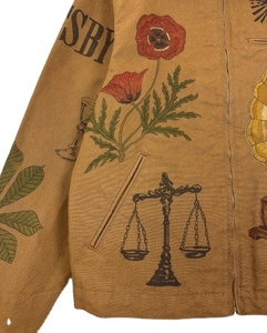Chaqueta cortavientos de mezclilla para hombre, pintada a mano, con cierre de cremallera, estampado floral, impresión personalizada, impermeable y transpirable - Product Image 6