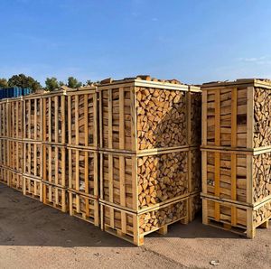 Stacked Hardwood <b>Logs</b> in Pallets for Sale. - Product Image 1