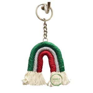 Llavero Artesanal Bohemio Arcoíris de la India, Material Acrílico, Diseño Personalizado, Ecológico, Tejido, para Pascua y Bautizo - Product Image 2
