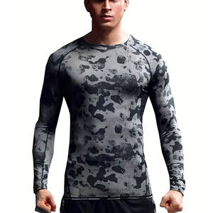 Camiseta de Compresión de Manga Larga para Hombre, Color Sólido, Transpirable, Ecológica, de Secado Rápido, para Gimnasio, Fitness, Running - Product Image 1