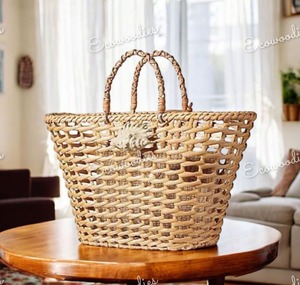 Nouveauté sacs de plage en bambou tissé pour femmes panier de plage Jaali tissé à la main pour l'été sac de plage polyvalent avec poignées de canne - Product Image 3