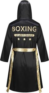 Best Quality 100% Cotton <b>Boxing</b> <b>Robe</b> with Hood Breathable Comfortable Wrestling Competition Custom Logo SI-BR-06 - Product Image 3