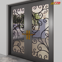 Portes principales en fer forgé TTD, portails extérieurs, taille personnalisée, design d'entrée étanche, garantie de 3 ans, style postmoderne pour la maison