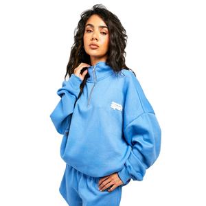 ขายส่งบรอกซี่ขนาดใหญ่พัฟพิมพ์เสื้อสเวตเตอร์ครึ่งซิปสไตล์ไหล่ตก UNISEX ในผ้าฝ้ายฟลีซหนัก - Product Image 1