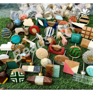 Modern Wooden <b>Turquoise</b> Resin Bone Horn Brass Cabinet Knobs Quality Handle Pull for Kitchen Bedroom Drawers Wardrobes Dressers - Product Image 3