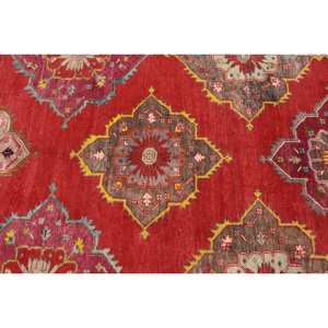 Traditional <b>Red</b> Black Large Area Rug 5.1 X 11.5ft Patchwork Design Turkish Wool Rectangle Hallway for Teen Room Bedside Rug - Product Image 5
