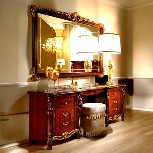 Commode de luxe de style moderne du milieu du siècle en bois massif avec miroir en teck artisanal, meubles de chambre à coucher écologiques et durables, bois de Java - Product Image 1