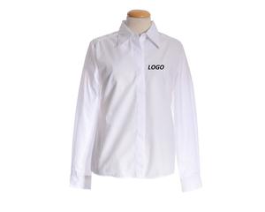 Chemises habillées personnalisées, formelles et décontractées à manches longues de couleur blanche unie Chemise habillée à manches longues et à boutons en soie tissée pour femmes - Product Image 5