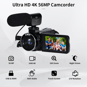 Caméra vidéo HD 4K la plus récente, caméscope avec écran tactile de 3,0 pouces, Wi-Fi, vision nocturne infrarouge, caméra de vlogging pour <span class=keywords><strong>YouTube</strong></span> avec micro - Product Image 2