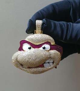 Hermoso Colgante con Forma de Cara de Tortuga en 3D, Hecho en Plata de Ley 925, Adornado con Finos Colgantes y Dijes de Joyería, Diamante Moissanita - Product Image 3