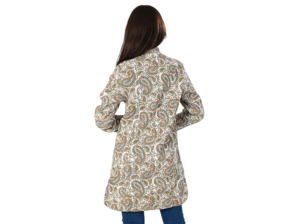 Veste matelassée en coton avec imprimé bloc à la main Veste longue pour femme Manteau décontracté Veste en coton imprimée à la main avec 2 poches avant - Product Image 6