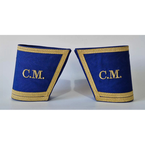 Manchettes Regalia pour Officier de Loge Manchette de Regalia maçonnique avec frange brodée en argent Logo personnalisé Manchette d'officier Ronpex - Product Image 5