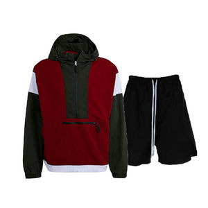 Conjuntos cortos Unisex de verano 2025, cortavientos de nailon transpirable para hombre con estampado de bloques de colores, pantalones cortos de nailon de talla grande - Product Image 3