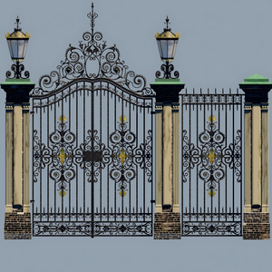 Portes d'allée en acier inoxydable sûres et élégantes pour les entrées de maison Capuchons de poteau de clôture en métal durables Modélisation 3D disponible - Product Image 1