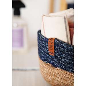 Azul Marino 24x15x12cm Bambú Jutte Cesta Ovalada Cestas Tejidas Producto - Product Image 3