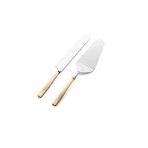Juego de servidor de pasteles con mango de diseño en relieve para el hogar y el Hotel, cuchillo de alta calidad y juego de servicio de 2 esmaltes de espejo - Product Image 1