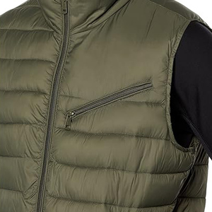 Veste bouffante décontractée pour hommes gilet capuche respirante de haute qualité fermeture éclair vêtements d'extérieur d'hiver technique lavée solide - Product Image 4