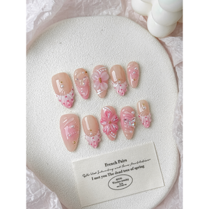 Faux ongles à presser motif fleur rose, design élégant pour la décoration des ongles - Product Image 3