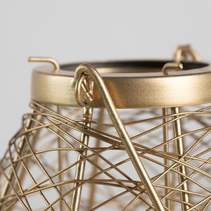 Elegant Gold Wire Lantern Stylish <b>Lighting</b> for Any <b>Space</b> Gold Wire Lantern Perfect for Creating a Cozy Warm Glow - Product Image 4