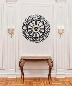 Horloges murales islamiques en métal abordables avec chiffres arabes traditionnels uniques et designs haut de gamme pour les maisons - Product Image 5