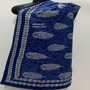 New Season Summer Hand Block Printed Cotton Pareo <b>Sarongs</b> Indigo Prints Beach Scarves - Product Image 5