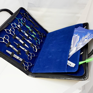 Funda de cuero auténtico con cremallera para tijeras, estuche de cuero auténtico con 20 cremalleras, Logo personalizado - Product Image 4