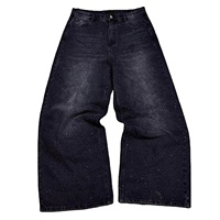 Jean droit vintage pour homme, style streetwear hip-hop, avec patchwork de strass, respirant, boutonné, couleur unie, printemps/hiver