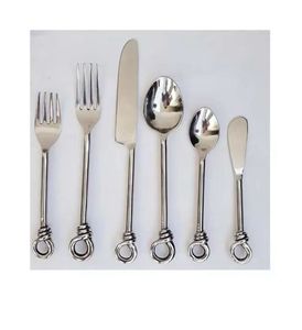 Recién llegado, juego de cubiertos hechos a mano con mango de metal negro, cuchillos de cocina de acero inoxidable y cubiertos de cuchara para bodas - Product Image 3