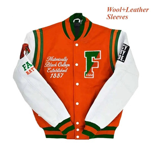 Custom Embroidery Street Style Bomber Varsity Jacket 100% <b>Wool</b> Anti-Bacterial Wholesale Graffiti Letterman Front Unisex - Product Image 1
