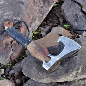 2025 Hand Forged <b>Large</b> Viking Pattern Damascus Hunting <b>Axe</b> Wood Handle Felling & Splitting <b>Axe</b> for Camping Outdoor Use - Product Image 3