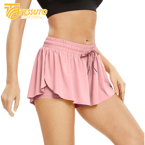 Pantalones cortos deportivos para correr de secado rápido al por mayor, pantalones cortos deportivos de doble capa con cintura elástica para entrenamiento activo, pantalones cortos de yoga para ciclismo al aire libre para mujer - Product Image 5