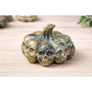 Handcrafted 4-6 cm Natural Bumblebee Onyx <b>Skull</b> Pumpkin Carving Stone Crystal for Home & Halloween <b>Decorations</b> - Product Image 4