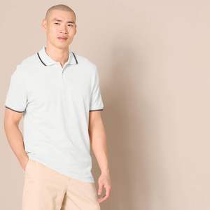Chemise décontractée sportive pour homme, tricotée unie, écologique, avec logo imprimé par transfert thermique, boutonnée, manches courtes - Product Image 3