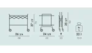 Chariot de service industriel en céramique pour boissons, de luxe, moderne, fait main, écologique, style Zen asiatique, pour bar à domicile, plaqué Zahid - Product Image 3