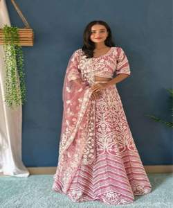 Prix de gros coton lourd feuille de soie impression Lehenga Choli beau vêtement ethnique Dupatta indien pakistanais tenue de réception - Product Image 4