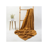 Manta de Sofá de Lino Acrílico Ligero, Color Morado Sólido, Diseño Espiga, 50x60 Pulgadas, con Borlas Suaves, Ideal para Interiores Minimalistas y Acogedores