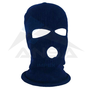Vente en gros cagoules hiver en acrylique tricotées avec broderie logo personnalisé cagoules 3 trous pour hommes - Product Image 5