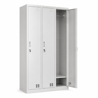 Armoire de rangement moderne ventilée à 3 portes en acier avec serrure à clé pour vestiaire d'employés, bureau, salle de sport, école