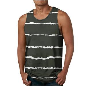Débardeurs tricotés à rayures irrégulières simples pour hommes, imprimés en 3D, décontractés, respirants et décontractés - Product Image 2