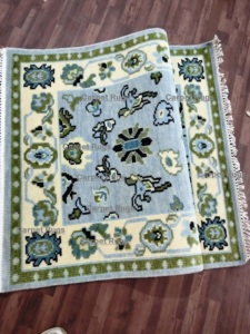 Tapis Vintage 3x5 Vert Déesse Oushak Realm Tapis noué à la main Luxueux Salon Sol avec Belle Prière Design - Product Image 3