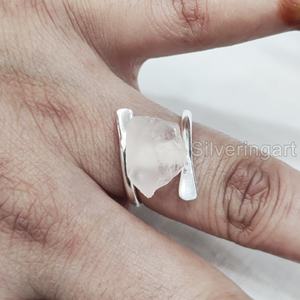 เครื่องประดับหินหยาบแหวนสำหรับผู้หญิงแหวนเงินแท้กุหลาบควอตซ์พลอยพลอย April พลอย925สำหรับงานแต่งงานแหวนเงินสเตอร์ลิง - Product Image 2