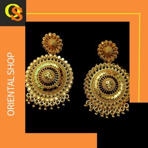 ชุดต่างหูพร้อมดีไซน์แบบดั้งเดิม22CT ต่างหูชุบทองแบบ Jhumka เครื่องประดับสำหรับผู้หญิงที่สวมใส่โดยผู้ส่งออก - Product Image 4
