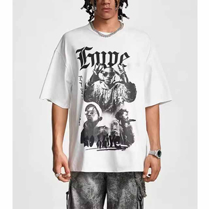 Camiseta de gran tamaño 220GSM de peso pesado para hombre, de manga corta Camiseta con estampado de algodón 100% antiarrugas bordada para hombre - Product Image 2