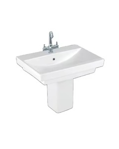 Articles sanitaires en céramique, lavabo à demi-piédestal suspendu au mur et peu encombrant pour lavabo de salle de bain d'hôtel avec semi-piédestal Prix en Chine - Product Image 4