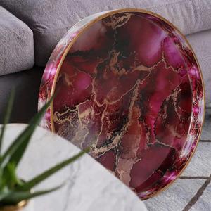 Bandeja de servicio de madera de mango indio hecha a mano al por mayor bandeja de cocina impresa de esmalte decorativo de tamaño personalizado para almacenamiento de alimentos de uso doméstico - Product Image 3