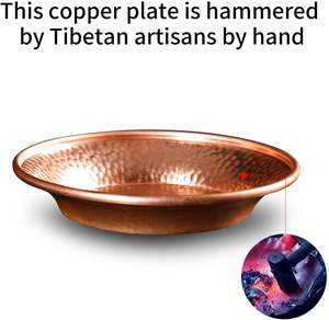 Cuenco decorativo de cobre 4,5 martillado a mano por el Tíbet para plato de salsas, cuenco para manchas de bandeja de inmersión, cuenco de oferta, quemador de incienso - Product Image 3
