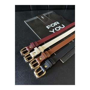 4-Piece Square Buckle Thin Women's <b>Belt</b> (Waist <b>Belt</b>, Dress <b>Belt</b>, Skirt <b>Belt</b>, Trouser <b>Belt</b>) - Black-Tan-Beige-<b>Burgundy</b> - Product Image 2