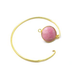 Pink quartz Bangle Multi Gemstone Handmade Statement Bangle <b>Gold</b> Plated Handmade Fashion Jewelry Everyday Wear Jewelry - Product Image 4