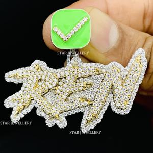 Colgante de Letra Personalizado Unisex de Plata de Ley 925 con Moissanita VVS, Estilo Hip Hop, Chapado en Rodio - Product Image 1